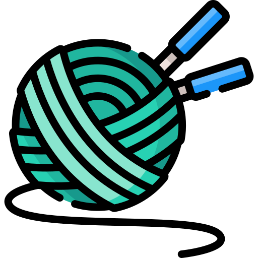 Yarn ball with knitting needles